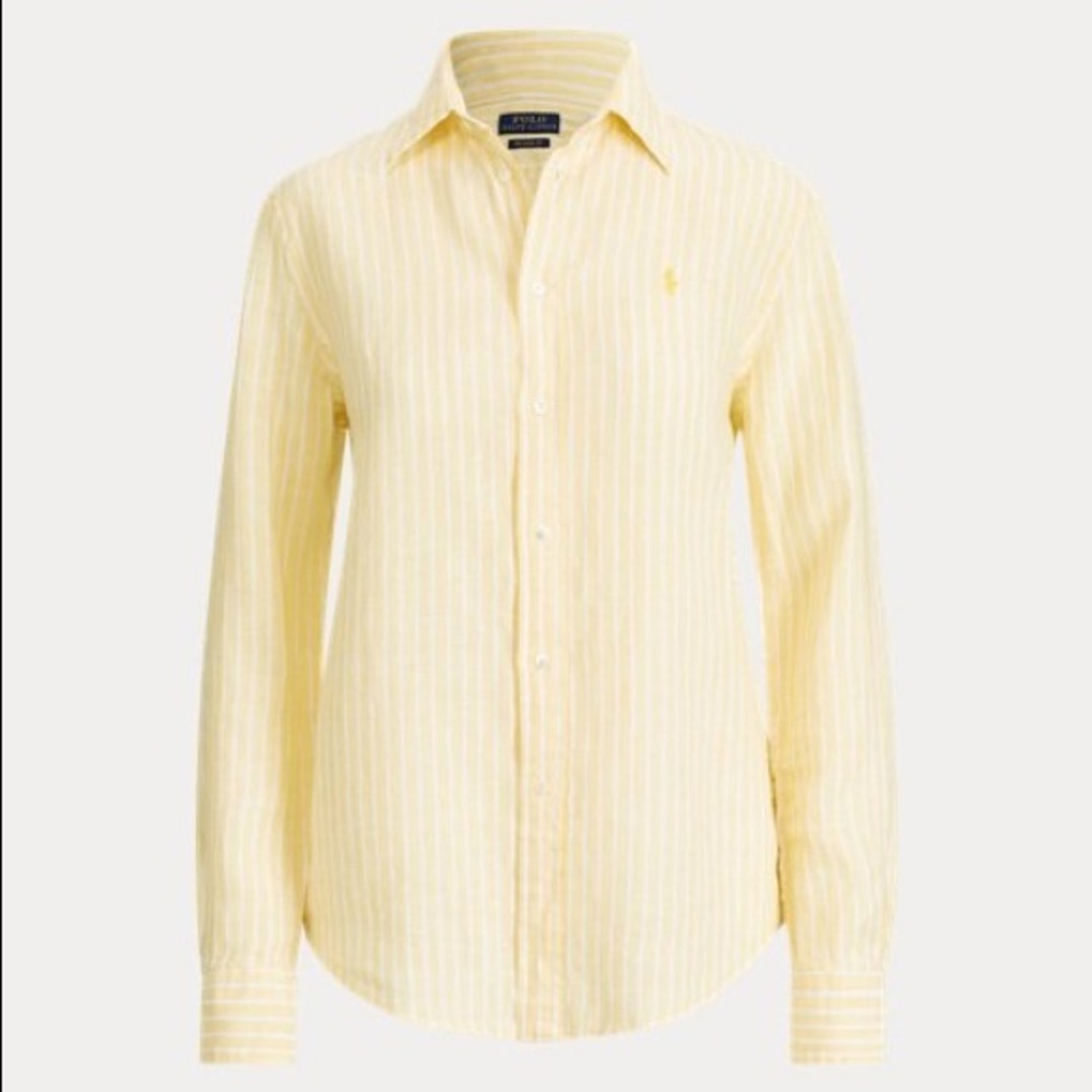 Yellow striped polo button down